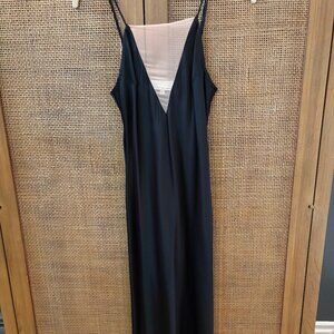 Fleur du Mal Black Silk Slip Dress, XS